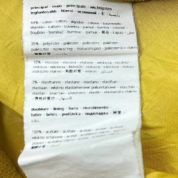 Promod Mustard Yellow Zip Front Pencil Straight Mini Athletic Golf Skirt Size 8 - Picture 8 of 8